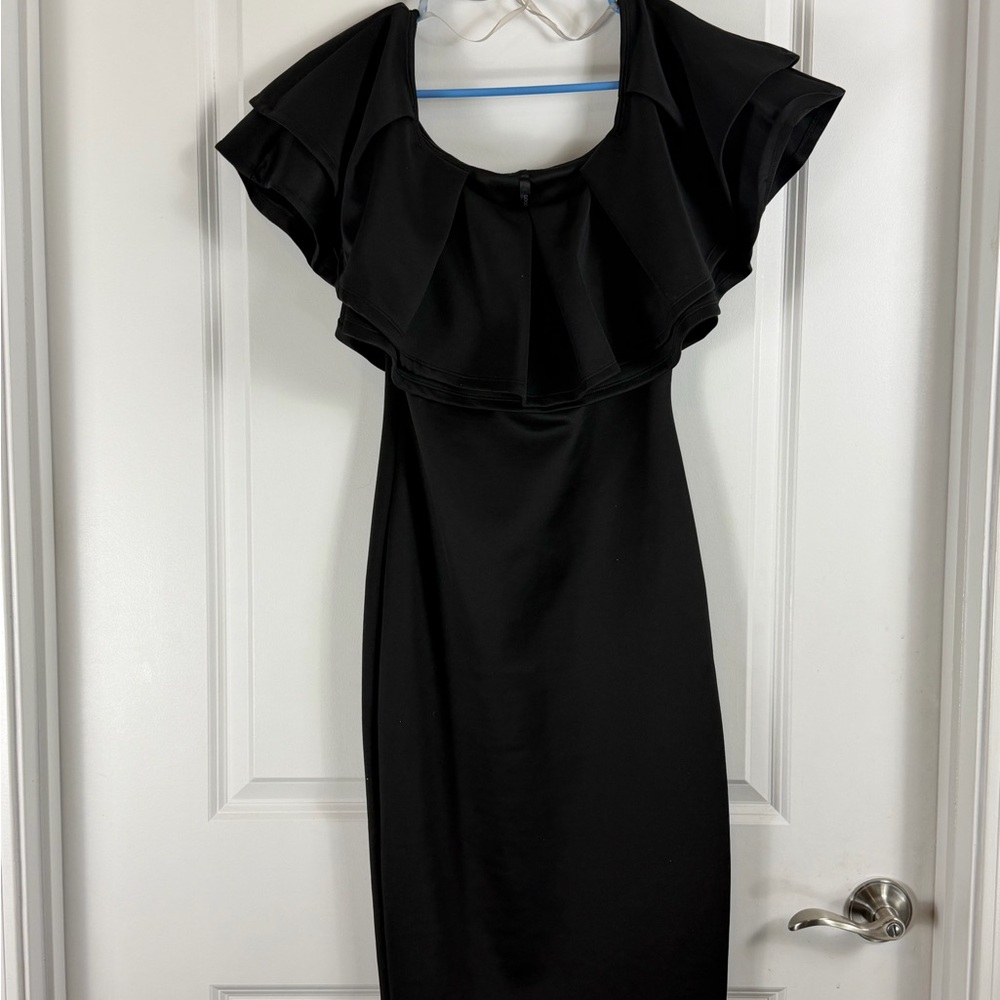 Elegant Black Women's Dress | Cold-Shoulder 🖤✨